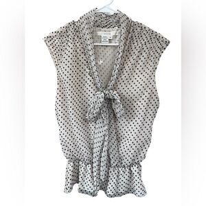 Studio M Black and White Tie-Front Blouse